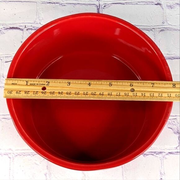 Rae Dunn DECK THE PAWS Extra Large 8" Red Ceramic Pet Bowl Dog Food Dish - Picture 4 of 5